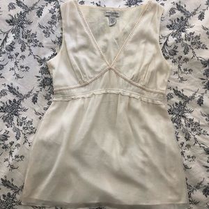 Banana Republic Top Cream with Semi Sheer Overlay